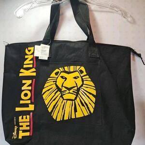 New Disney The Lion King Black Broadway Musical Zip Tote Bag 18.5"x13.5"x5" NWT